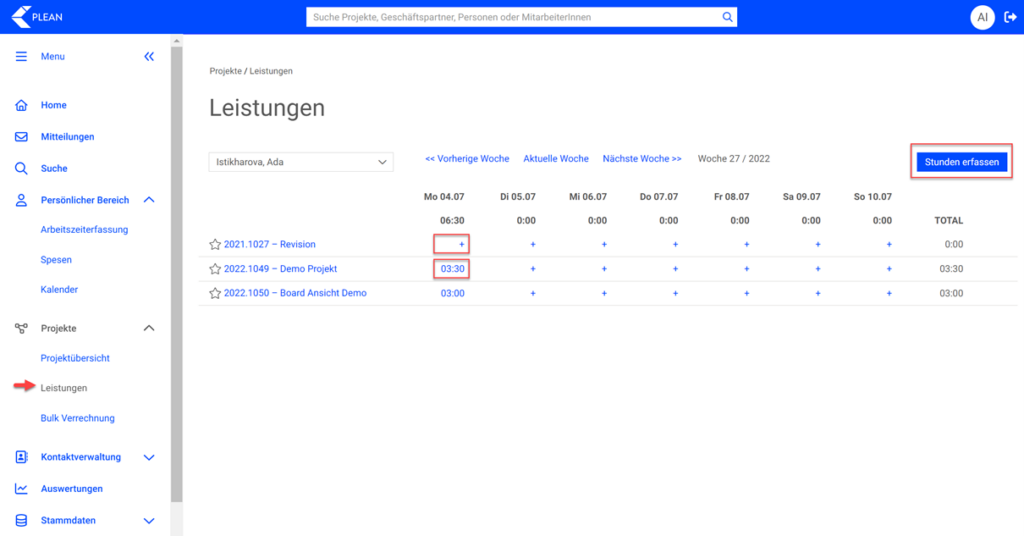 Leistungserfassung